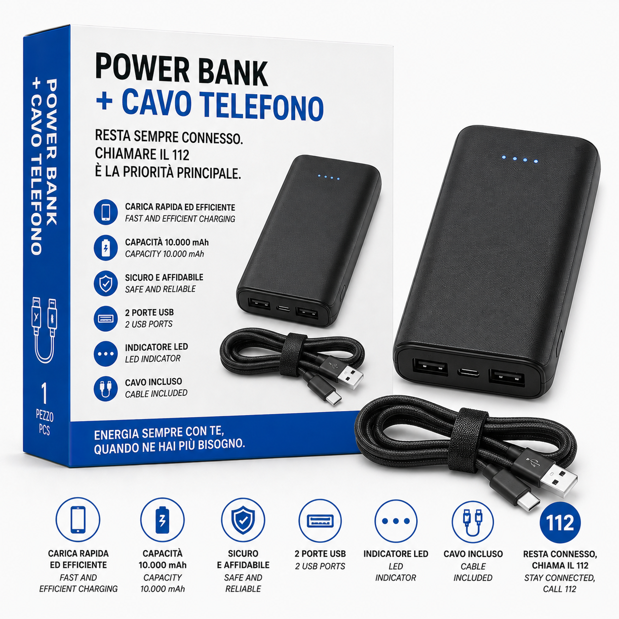 Power bank + cavo telefono